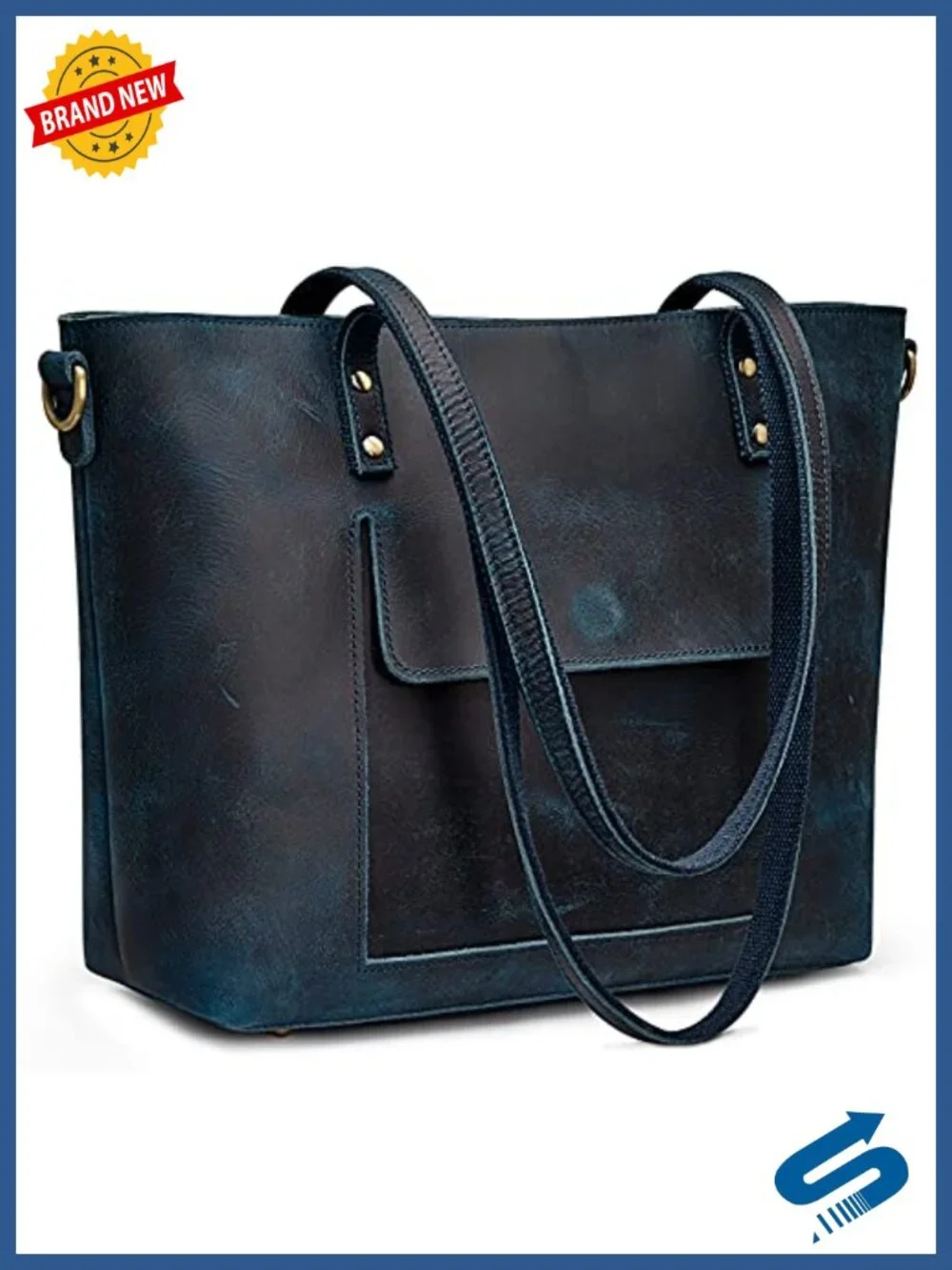 Genuine Leather Tote Bag Women Shoulder Handbag Crossbody Purse Crazy Horse